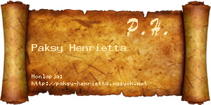 Paksy Henrietta névjegykártya